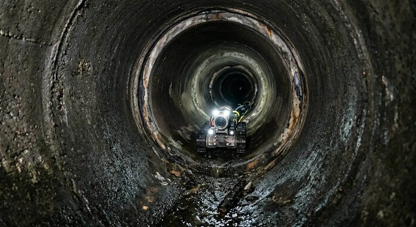 Robotic sewer camera inspecting pipe interior for Sewer Line Repair in Woodfield